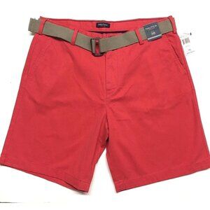 Nautica Men's size 38 Flat Front Bermuda Shorts w/belt Sailor Red NEW